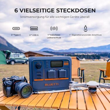 Портативна електростанція BLUETTI AC60P, потужність 600 Втгод, вихідна потужність змінного струму 1000 Вт (пікова 1200 Вт), компактне рішення для живлення в дорозі