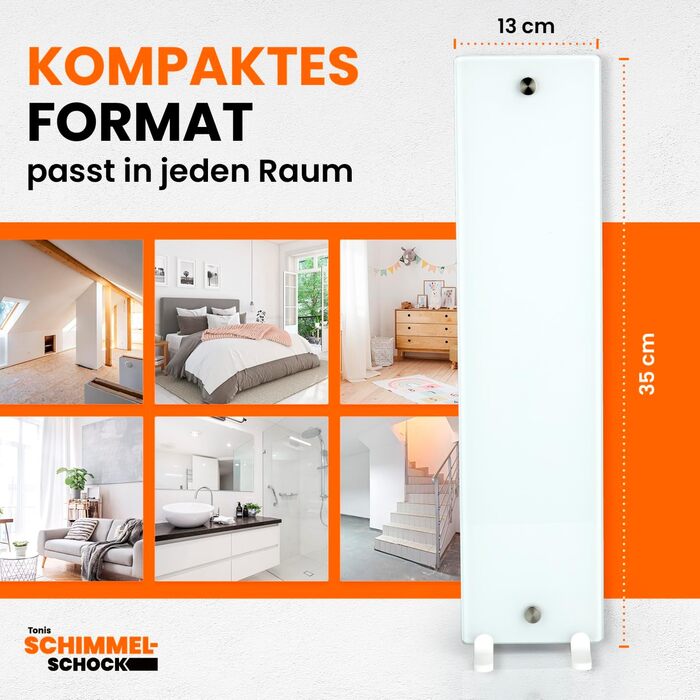 Протипліснявий обігрівач для скляних панелей Toni&39s Mold Shock для боротьби з пліснявою Настінний обігрівач висушує холодні, вологі стіни та усуває причину появи плісняви Інноваційний дизайн скла, 1 обігрівач