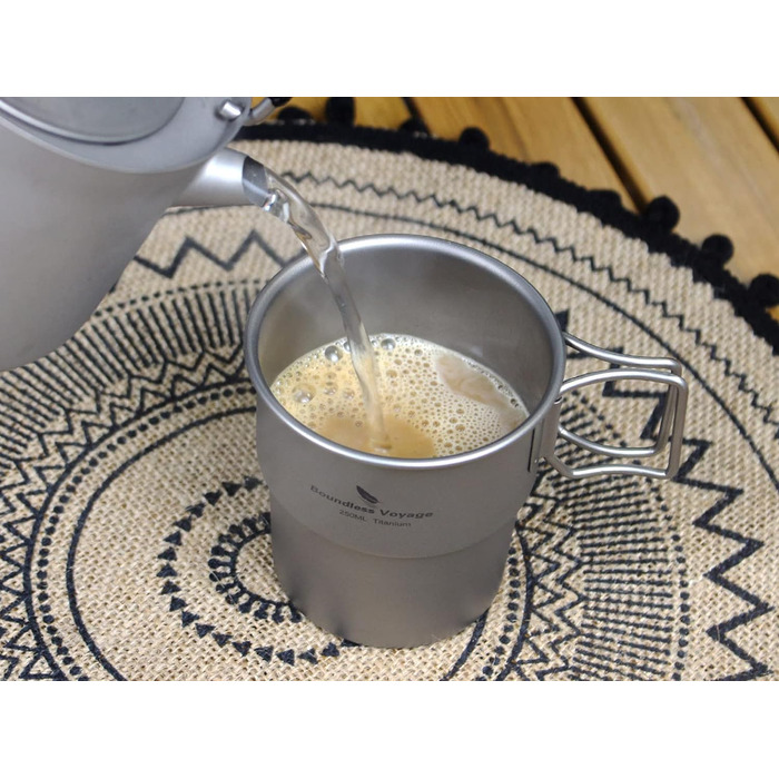 Безмежна подорож Титанова чашка для кави з кришкою 250 мл Пивний кухоль для кемпінгу на свіжому повітрі Піші прогулянки Пікнік При