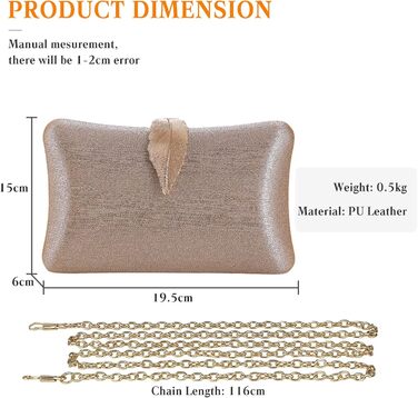 Клатч жіночий вечірній, сумочка з блискітками, ланцюжок, золотистий колір. Сумка на плече та через плече з застібкою-листом для коктейльної вечірки, балу, танців.