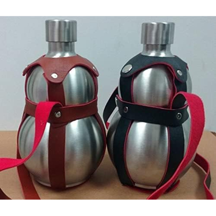 Пляшка з нержавіючої сталі з коричневим ремінцем, 1,8 л