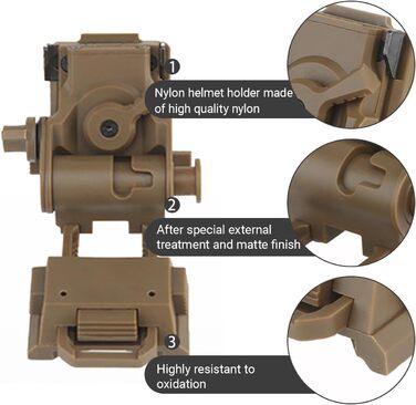 Кріплення на шолом, кріплення для ПНБ, кріплення для шолома для окулярів нічного бачення, регульоване тактичне кріплення на шолом з повного нейлону для L4G24, кріплення для ПНБ PVS-15/18, кріплення для імітації ПНБ типу PVS 31 (чорне)
