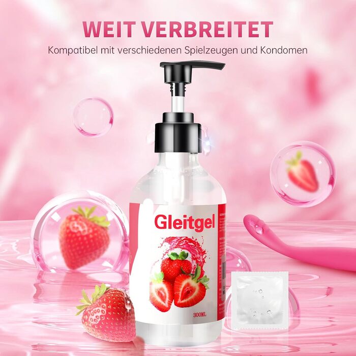 Лубрикант Paakee на водній основі зі смаком полуниці, 300 мл