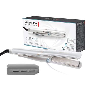 Випрямляч для волосся Remington Hydraluxe Pro S9001 (технологія зволоження Hydracare для захисту від перегріву, керамічне покриття, що утримує вологу), білий
