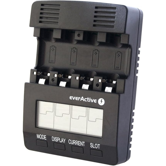 Зарядний пристрій everActive для 4 батарейок типу AAA, професійний та швидкий, РК-дисплей, тест ємності, тест внутрішнього опору, модель NC-3000