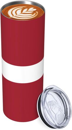 Кухоль з прямою трубочкою, дизайн латвійський прапор, друкований, дорожній кухоль, підходить для кемпінгу, офісу та дому, 590 мл