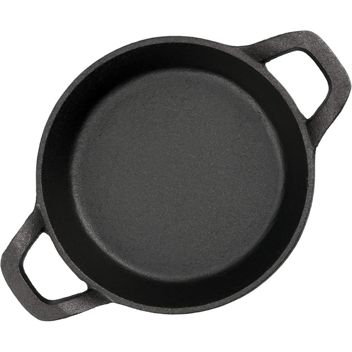 Чавунна сервірувальна сковорода з дерев'яною основою Ø 16 см вже запечена - попередньо приправлена чавунні сковороди-гриль, сервір