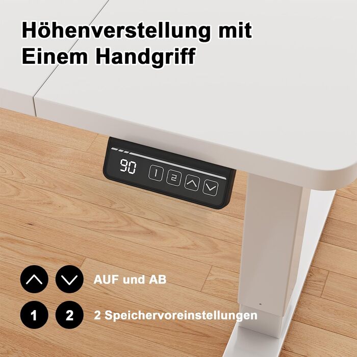 Стіл для роботи стоячи з регульованою висотою, електричний стіл з функцією пам&39яті, 140 x 60 см, білий