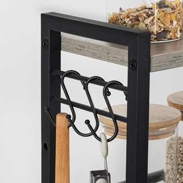 Підставка для спецій HOOBRO, кухонна полиця з 3 гачками, підставка для спецій з тримачем для ножів, настільний органайзер, регульовані ніжки, для їдальні, кухні, ванної кімнати, сіро-чорна, EBG01TL01 сірий