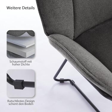 Сучасне крісло-гойдалка, реклайнер, диван-гойдалка з подушками, крісло для читання, балконний диван, пелюсткоподібний з підлокітниками, невеликий диванчик, крісло-косметика, ергономічне крісло, 72 x 67 x 80 см (сірий)