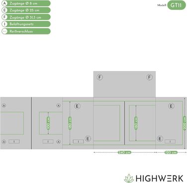 Намет для вирощування MyHomeGrow, сірий Закритий бокс для вирощування рослин Гроубокс, домашнє вирощування, гроушафа Намет для розсади, рослинний намет, теплиця для вирощування, 240x120x200