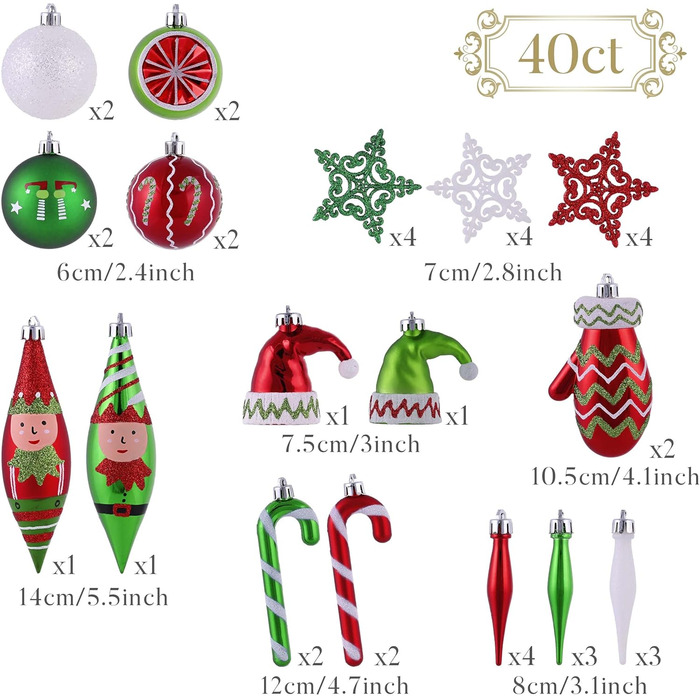 Набір з 40 різдвяних кульок для ялинки Victor's Workshop