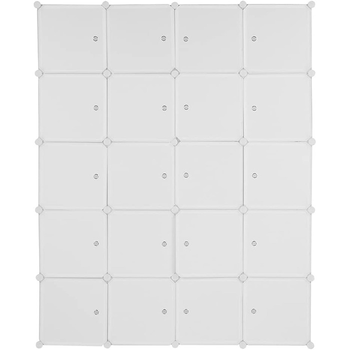 Пластикова шафа Bonnlo, система полиць своїми руками, портативна шафа, полиця з дверима, модульна полиця на 20 кубів з 3 рейками для одягу, біла, 142x47x178 см