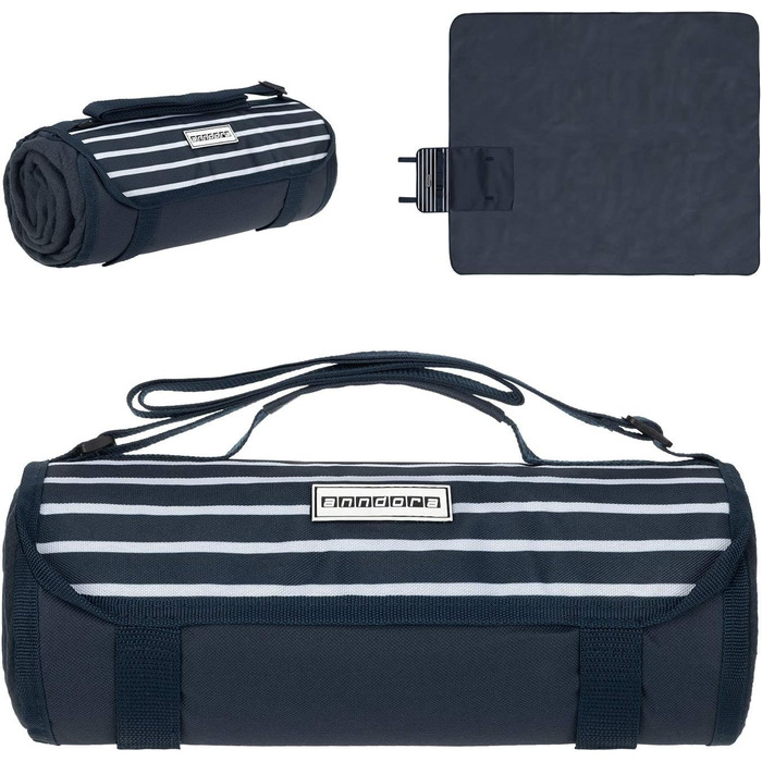 Рюкзак для пікніка anndora, набір з 15 аксесуарів ковдра для пікніка, синьо-біла смужка, темно-синій та білий