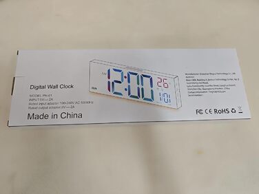 Цифровий настінний годинник Maxstar 16.2-дюймовий настінний годинник з великим світлодіодним дисплеєм, настінний годинник з 8 коль