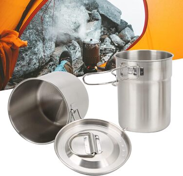 Складана кемпінгова чашка/кухоль/кемпінговий горщик, 2 шт. зовнішня пляшка/чашка з нержавіючої сталі/легкий кемпінговий горщик/рюкзачний посуд