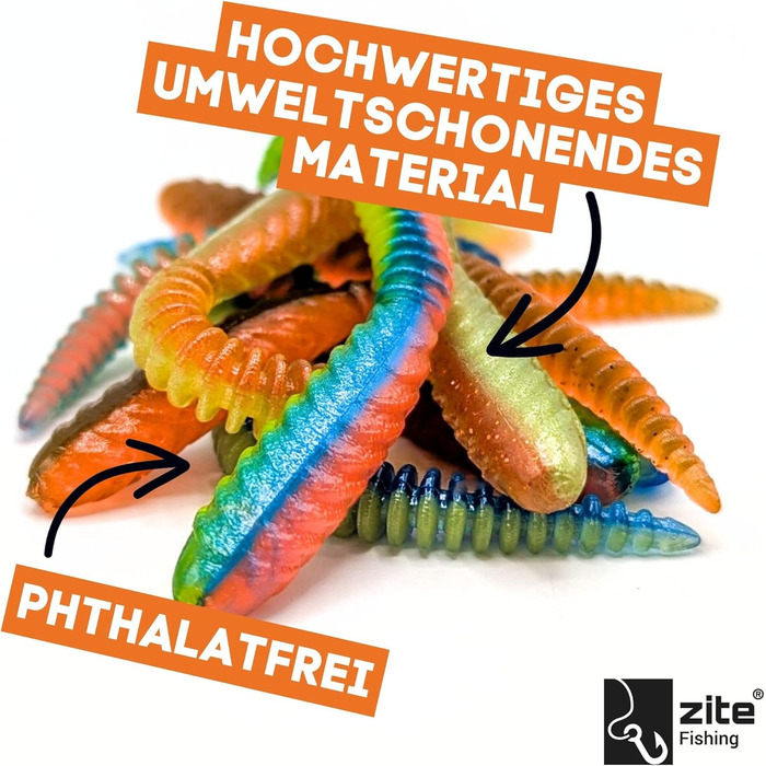 Приманка для лову форелі Zite Fishing Twerky Tailer (м&39який пластик) 3-в-1 м&39яка пластикова приманка/рибальська блешня для форелі Зроблено в Німеччині Без фталатів Альтернатива приманці та блешні для лову форелі, різні види форелі