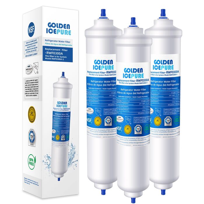 Фільтр для води GOLDEN ICEPURE для холодильників Samsung, сумісний з DA29-10105J, DA29-10105J HAFEX/EXP, DA99-02131B, WSF-100, EF9603, HAIER LG (вбудовані холодильники), набір 3 шт.