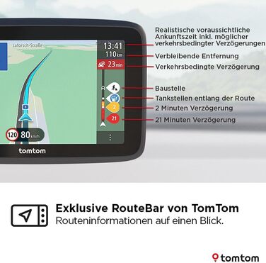 Навігаційний пристрій TomTom Car Sat Nav GO Classic 2nd (5-дюймовий, уникнення заторів завдяки TomTom Traffic, оновлення карт для Європи включені, оновлення через Wi-Fi, динамічний асистент смуги руху, інтегрований, двостороннє кріплення) 5-дюймовий станд