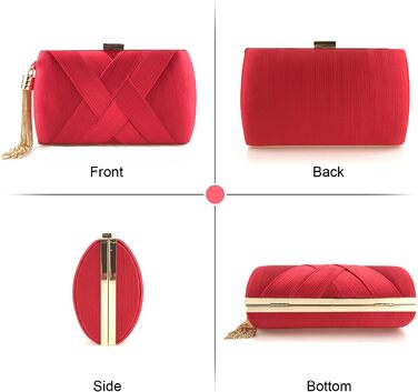 Елегантне сатеневе клатч-конверт для вечірок та особливих подій. Червона вечірня сумочка з пензликом для коктейлів, весіль та випускних.