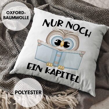 Подарункова подушка Trendation Bookworm з наповнювачем 40x40 Just ONE More Chapter Books Reading Подарунок Bookworm Saying Reading (сіра)