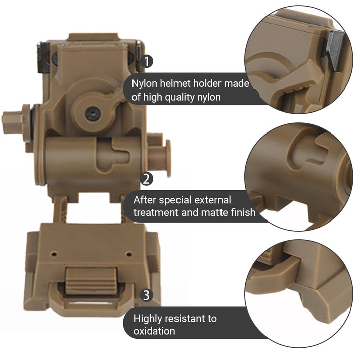 Кріплення на шолом, кріплення для ПНБ, кріплення для шолома для окулярів нічного бачення, регульоване тактичне кріплення на шолом з повного нейлону для L4G24, кріплення для ПНБ PVS-15/18, кріплення для імітації ПНБ типу PVS 31 (чорне)
