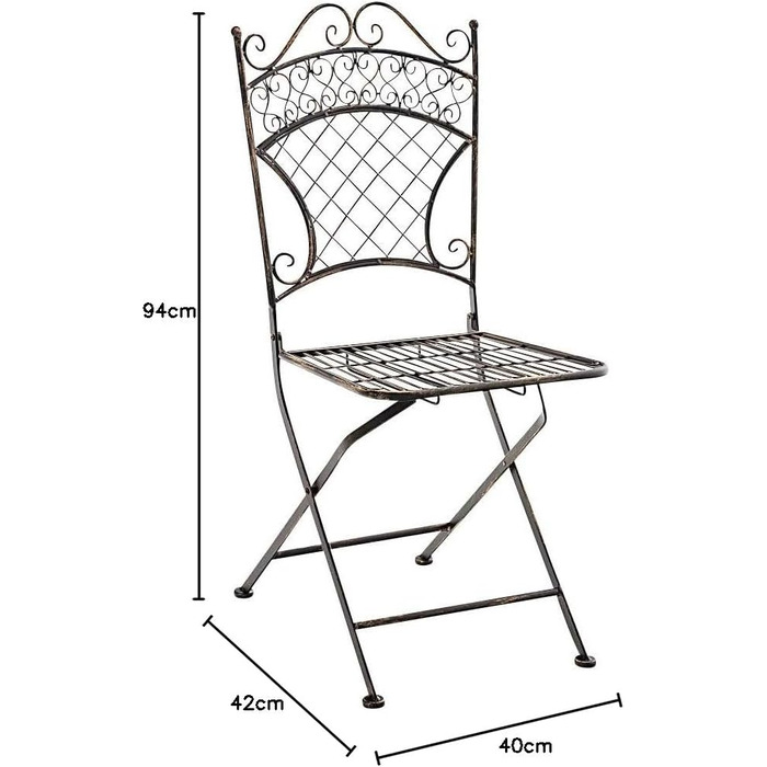 Залізний складаний стілець ADELAR в ностальгічному дизайні I Складаний садовий стілець з благородними прикрасами I в наявності, колір бронза