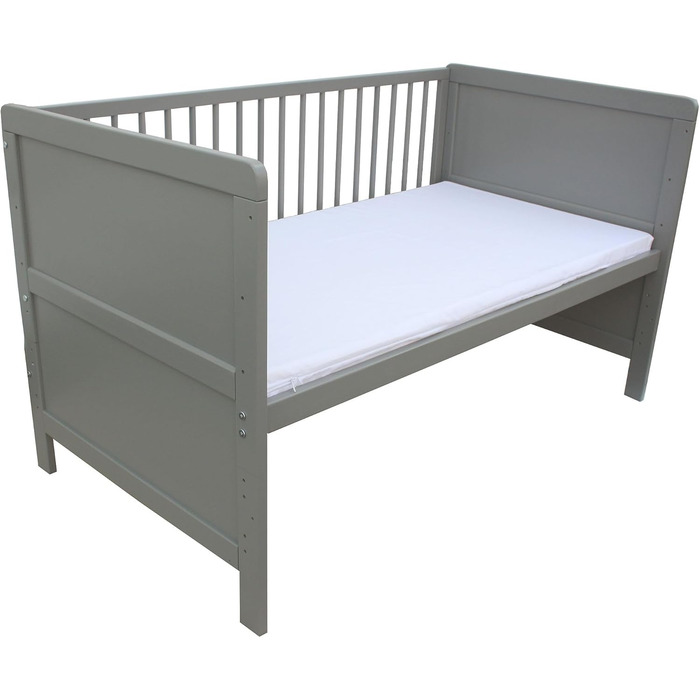 Дитяче ліжко, юніорське ліжко, приліжкове ліжко 140x70 см 3в1 з матрацом, сіре