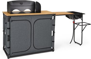 Кухонний ящик Camp LIFE Varna Складана кемпінгова кухня, туристична кухня, кемпінгова шафа з мийкою та вітрозахистом Вулична кухонна шафа, кемпінгова кухня, міні-кухня для автофургона, намету та тенту