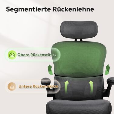 Ергономічне офісне крісло DEVAISE, письмове крісло з поперековою опорою, 3D-підголівник, підлокітники, що складаються на 90, та дихаюча сітчаста спинка, функція гойдання для офісу та домашнього офісу, до 150 кг, чорний колір