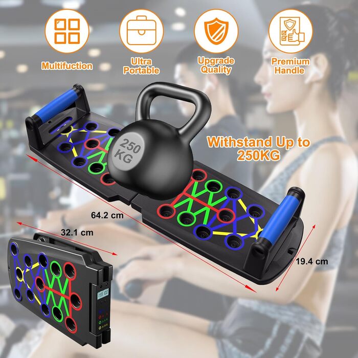 Дошка для віджимань з лічильником, складна багатофункціональна дошка для віджимань, стійка для віджимань 30 в 1 для плечей, грудей, спини та трицепсів для чоловіків та жінок