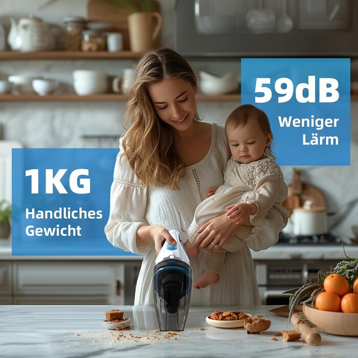 Ручний пилосос Anktel 9000Pa зі світлодіодним підсвічуванням Ручний пилосос акумуляторний для вологого та сухого прибирання з миюч