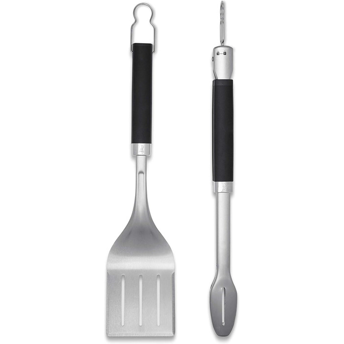 Набір Weber щипці та лопатка Precision Grill (6763) та очисні губки (17688, 2 шт. ), чорно-сріблясті