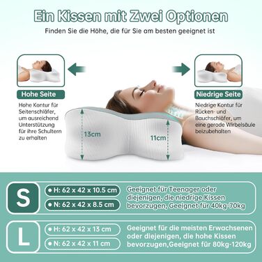 Подушка для сну на боці, подушка для шиї, подушка для голови, подушка з піни з ефектом пам&39яті, подушка для підтримки шиї, подушка для сну на спині, животі та на боці