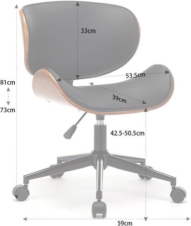 Дерев&39яне офісне крісло Mingone, комп&39ютерне крісло, письмове крісло, шкіряне поворотне крісло, регульоване на 360 по висоті, дизайнерське крісло для домашнього офісу зі спинкою, чорне, до 130 кг, штучна шкіра - сріблясте