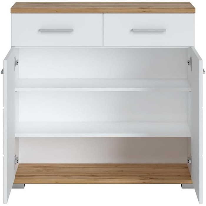 Шафа для одягу Lomadox 5 предметів з дзеркалом та лавкою для взуття в білому кольорі з дубом Шафа для передпокою в сучасному стилі