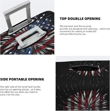 Чохол для валізи Пілотний кокпіт, захист від пилу та подряпин, принт Американський прапор та феєрверк, розмір 90