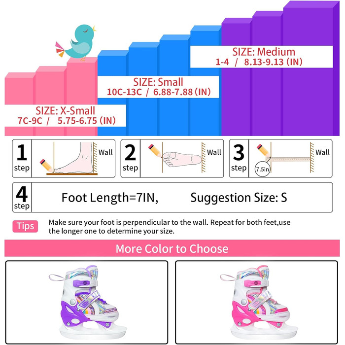 Дитячі ковзани Nattork для дівчаток, регульовані у 4 напрямках, ковзани-метелики з флісовою підкладкою для вулиці та ковзанки, райдужно-фіолетові XS (EU 22-26)