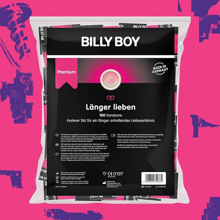 Презервативів Billy Boy з кільцем - Love Long - Зроблено в Німеччині, 100