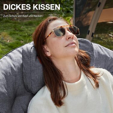 Розкішне кемпінгове крісло EVER ADVANCED Moonchair XXL, складне, вантажопідйомність 150 кг, кругле розкладне крісло, товсто м&39яке, велике кемпінгове крісло з подушкою, надзвичайно широке для кемпінгу на свіжому повітрі, саду, балкону, використання в при