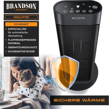 Енергозберігаючий, тихий електричний керамічний обігрівач - Електричний обігрівач з дистанційним керуванням - Коливання - Захист від перегріву - Термостат - Ванна кімната, спальня, вітальня B Чорний