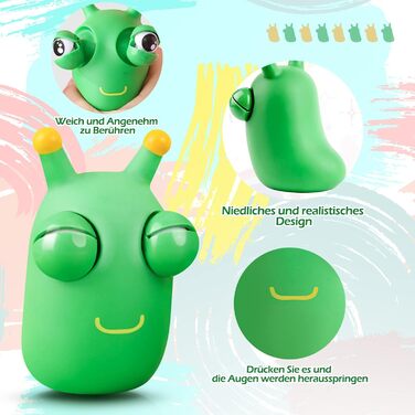 Упаковки Squeeze Toys, антистресові іграшки Squishy, Stress Ball для дорослих, іграшка Squeeze Eye Squishy Toy, Green Worm Antistres Ball, подарунки для дітей, 2