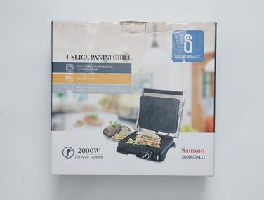 Контактний гриль Panini Grill, Бутербродниця, 2000 Вт, нержавіюча сталь з антипригарним покриттям, 180 градусів відкидний, контроль температури, ОДНОРАЗОВА УПАКОВКА., 30KLU- XXL