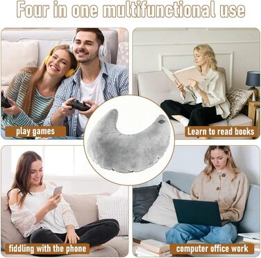 Ігрова подушка для читання, ергономічна надувна подушка для підтримки рук для тривалих ігрових сесій, в&39язана гачком подушка, геймерська подушка, подушка для гравця, подушка для читання для сидіння на ліжку/дивані/підлозі (сіра)