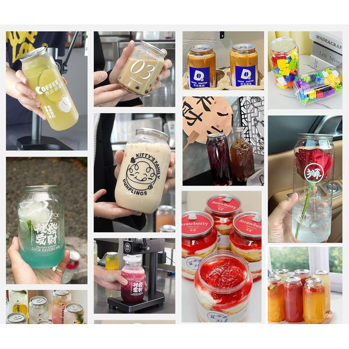 Пластикові стаканчики з кришками, що герметично герметичні, прозорі, для боба, скляна ємність для смузі, сумісна з автоматичним герметиком для стаканчиків, 200 шт. x 250 мл, один розмір