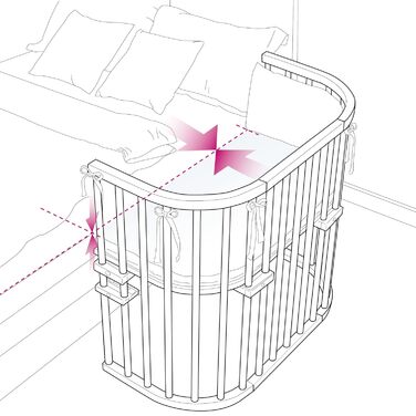 Приліжкове ліжечко Babybay Boxspring Comfort Plus, біле лаковане з матрацом Classic Cotton Soft, біле лаковане, 96Д x 56,5Ш x 96,5В см. З матрацом Classic Cotton Soft.