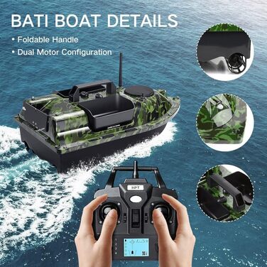 Приманка човен з 3 відсіками катапульти. Човни-наживки для лову коропа з GPS, 16 точок пам&39яті, з сумочкою, антенами, пропелером та ін., 12000mAh 500m GPS
