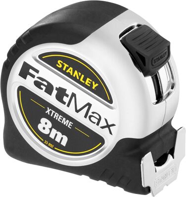 Рулетка Stanley FatMax PRO Blade Armor 0-33-892 (довжина 8 м, ширина 32 мм, клас точності II, з фіксатором та захисним екраном з майлару, автоматичним поверненням, ударостійкий корпус, кліпса для ременя) 8 м