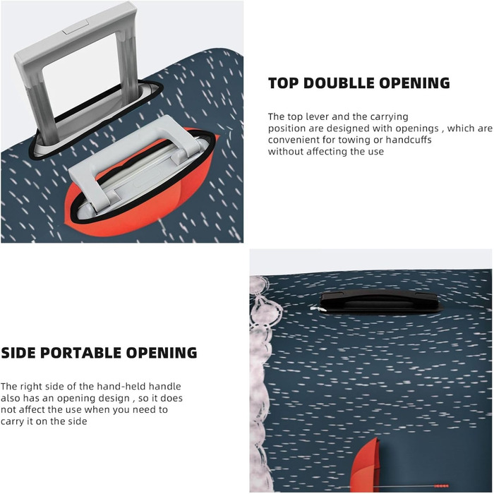 Чохол для валізи BAFAFA з принтом червоних парасольок, еластичний захист від подряпин та пилу, чорний, розмір 90