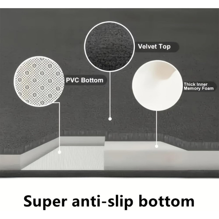 Комплект килимків для ванної кімнати, 3 предмети, піна з ефектом пам&39яті, нековзний та вбираючий, можна прати, м&39який та швидковисихаючий, килимок для душу, туалету та ванни, сірий, 120 x 50 см 50 x 80 см 50 x 60 см
